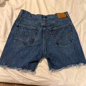 Levi's High Waist Frayed Denim Shorts - Blue